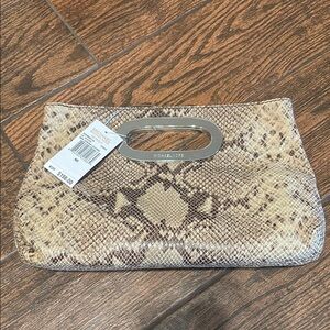 Michael Kors Tan Clutch with Snake Print